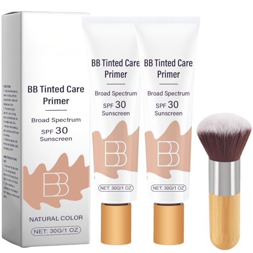 BB moisturizer SPF 30 – 𝗕𝗿𝗶𝗴𝗵𝘁𝗲𝗻𝐬 hydrates & smooths your skin BB Blur Tinted Moisturizer SPF 30 BB Tinted Care Primer Sunscreen Moonlightooze BB Cream (2pcs*Natural Color)